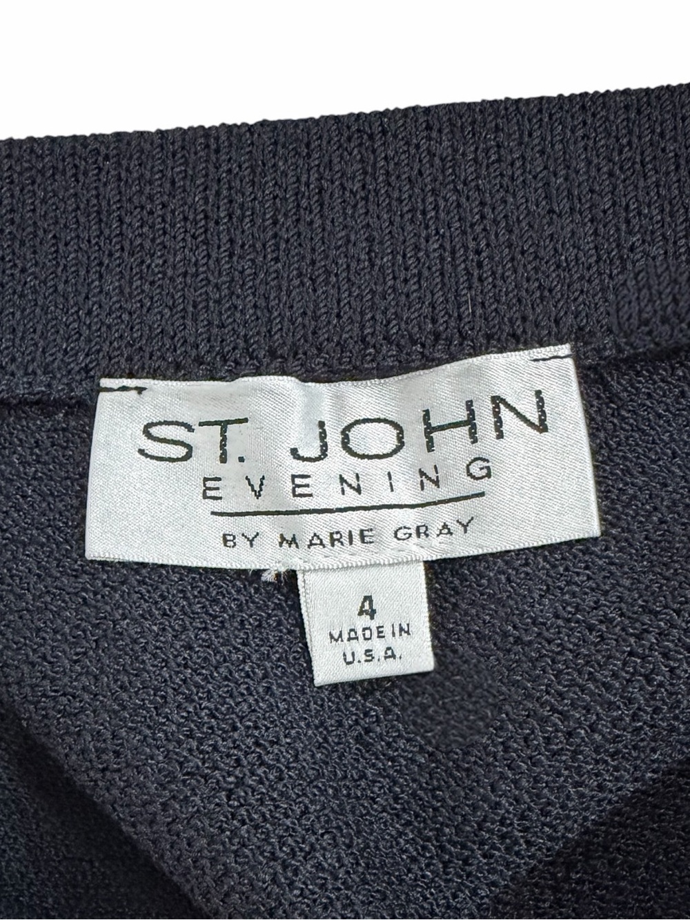 St. John Evening Marie Gray Santana Knit Skirt Suit Mirrored Paillette Black Set - Picture 10 of 11